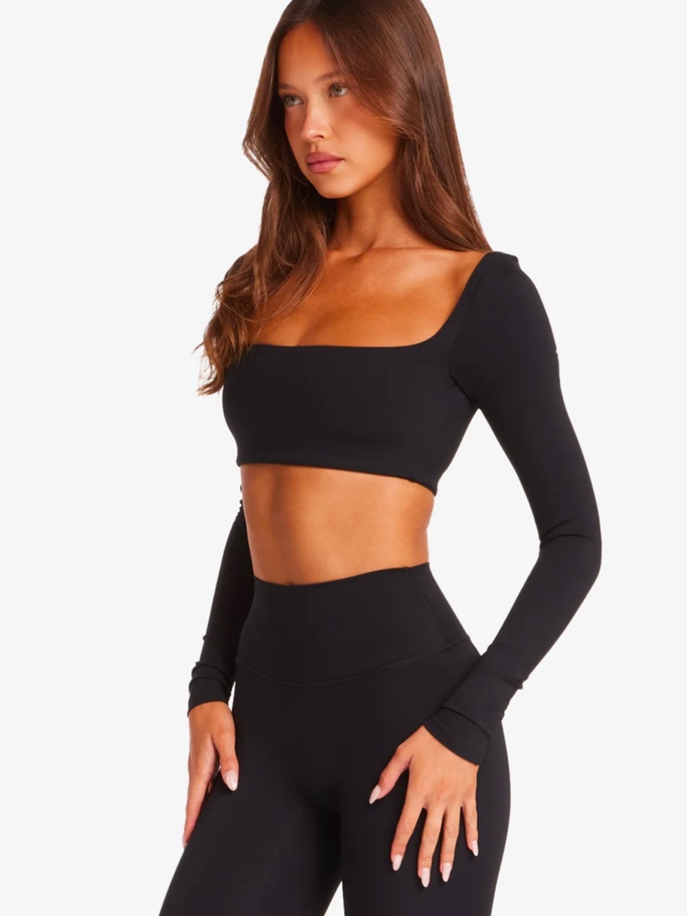 NWT CSB CROP SHOP BOUTIQUE Freedom Scoop Long Sleeve Crop - Black - XS